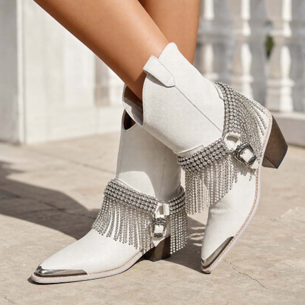 ✨ NIB Daniel Diamond "High Noon" Rhinestone Fringe Western Boots | Size 6.5 ✨